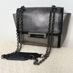 Metallic Gray Chain Shoulder Bag